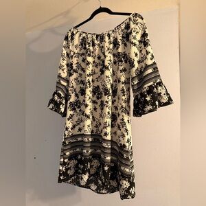Floral Black and White Women's Dress
